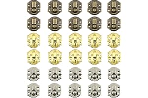 SHFSDHF Eisen Antike Hasp Scharnier Haken Verschluss Holz Box Haspe Latch Verschluss Verriegelung Retro Hebelverschluss Kappenschloss mit Schrauben für Holzkiste Schmuckkästchen DIY Zubehör 30 Stück