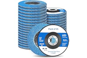 STEBRUAM 25 discos de láminas de 115 mm, discos abrasivos de láminas de grano 40/60/80/120/240 para amoladora angular con batería GWS, BTI, acero inoxidable, metal y madera (azul)