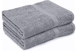 Makooz Large Bath Towels Set - 2 Pc Pack - Premium Style 100% Egyptian Cotton 500 GSM - Highly Absorbent - Quick Dry - Super Soft Feel Bathroom Linen for Home, Hotel, Spa and Daily Use (Grey 70x120CM)