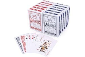 LotFancy 12er Pokerkarten Set, Spielkarten in 54 Karten, Poker Kartendeck, Profi Playing Cards für Texas Holdem, Poker, Blackjack, Bridge (blau und rot)