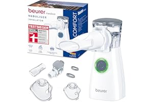 ‎BEURER Beurer IH 57 Inhalator, Verneblung mit Schwingmembran- und Aerosol-Technologie, tragbares Inhaliergerät mit wiederaufladbarem Akku, zur Anwendung bei Erkältung, Asthma und anderen Atemwegserkrankungen