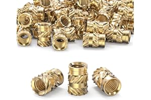 ORTAVA Inserti Filettati M5, 50 Inserti per Dadi in Ottone, Dadi Zigrinati, Inserto Filettato a Caldo in Plastica Grazie al Calore o Agli Ultrasuoni Nelle Parti Della Stampante