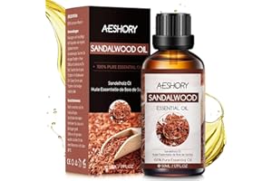 AESHORY Huile Essentielle de Bois de Santal 50ML, 100% Pure & Naturelle pour Diffuseur, Huile Parfumée Aromathérapie pour Améliorer la Peau, Rafraîchissant