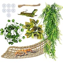 Amaca E Rampicante Per Rettili - Set Con Foglie E Ventose Per Draghi Barbuti, Gechi, Camaleonti