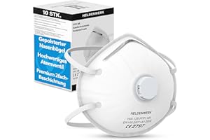 HELDENWERK Maska do ochrony dróg oddechowych w zestawie 5, 10 lub 20 sztuk - Maska oddechowa - Idealnie dopasowana maska na twarz FFP1 - Maska przeciwpyłowa, maska przeciwpyłowa do szlifowania itp.