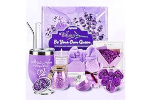 FANTICDE Coffret Cadeau Femme 11Pièces,Idee Cadeau Femme Anniversaire Ensemble,Livré avec tasse thermos,aromathérapie,boules de bain,sels de bain,cartes de vœux,Coffret Cadeau pour Femme,Mère, Sœur