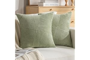 DecorMommt Fundas Cojines 50x50cm Verde Hierba Fundas de Cojines Pana Funda Cojin Exterior Decoracion Hogar Juego de 2 Funda Cojines por Salón Porche Coche Silla Hogar Cojines Deco