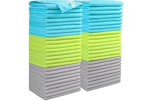 AIDEA Panni per la Pulizia in Microfibra Confezione da 50, Strofinacci senza Pelucchi e senza Strisce, Asciugamano Riutilizzabile Lavabile Multiuso per Casa, Cucina, Auto, Vetri, Pavimenti 30 x 40cm