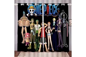 Doiicoon Lot de rideaux opaques de dessin animé One Piece Pirate - Pour chambre d'enfant - Opaque - 14, 150 x 166 cm (2 x 75 x 166 cm)
