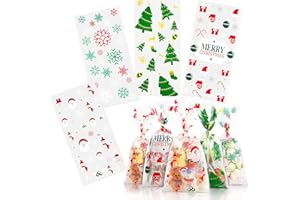 Kesote Sachet Biscuit Noel 100 Pcs Sachets Transparents pour Biscuits Sachet Bonbon Cadeau Noel Sachets Gateau Plastique 27 x 13cm