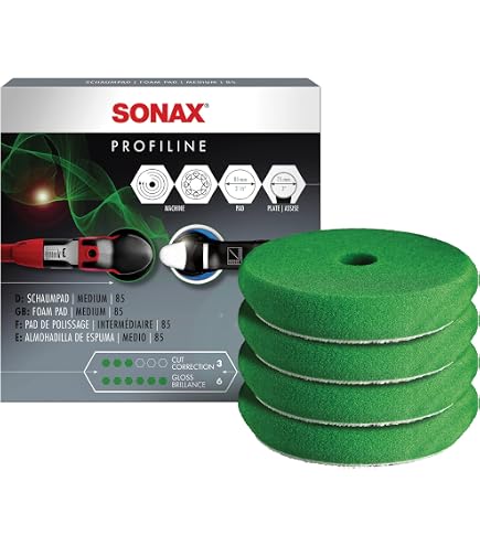 Sonax Tappetino Da Taglio In Schiuma Rossa 7,6 Cm – Per Levigatrice, Rimuove Graffi Profondi, Confezione Da 4