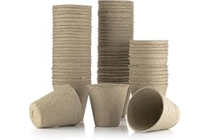 THE LITTLE CHILTERN CO Little Chiltern Co 70 pack Biodegradable Plant Pots for growing Seeds - Round Fibre seedling pots for Outdoor Indoor Growing Plants - Seed starter Nursery Peat Pots - Eco Friendly Planting Pots