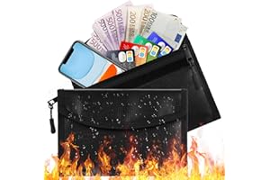 TISKGG Feuerfeste wasserdichte Dokumententasche 2 Stück|Tragbar Feuerfest Tasche mit Reißverschluss Bis 1100℃ Fiberglas|Kleine Wasserfeste Sichere Tasche für Schmuck Passport Geld Wertsachen…