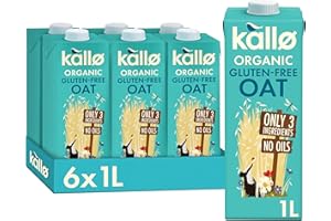 Kallo Organic Oat Milk, Made with Only 3 ingredients, Gluten-Free, Vegan Friendly, Plant-Based Protein, 6 x 1 Litre