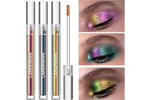 LANGMANNI 3-teilige flüssige Chamäleon Lidschatten Make-up Set, Metallic Changing Langanhaltende holografische Glitter Multichrome Lidschatten (#A)