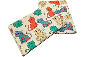 ‎GER3AS Ger3as 2er-Set: Gourmet Geschirrtücher Küchenhandtücher Leinen/Baumwolle Handtücher Tücher 50x70 cm Halbleinen Stonewashed Jacquard oder Bedruckt (Farbige Katzen)