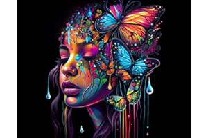 TISHIRON DIY Paint by Numbers Colorful Girl Paint by Number for Adults and Children with Paintbrushes Black Girl Acrylic Painting by Numbers Kits on Canvas Art Crafts for Home Walls 16"x20"(Frameless)