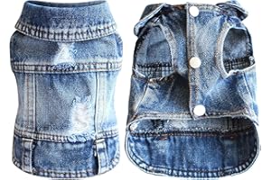 SUNDAYLIKELIFE Haustier Hund Denim Jacke Weste Hundekleidung Jeansjacke für Kleine Mittlere Hunde Katzen Haustier Mode Loch Jacke Pullover Nette Hundeweste Haustier Sommer T-Shirt Pullover (S, C)
