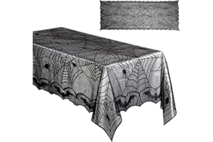 KINBOM Obrus na Halloween, 122x244cm Pajeczyna Pajaka Tkanina Obrus na Halloween Prostokat Obrus na Halloween do Wnetrz na Zewnatrz Dekoracja na Impreze Halloweenowa