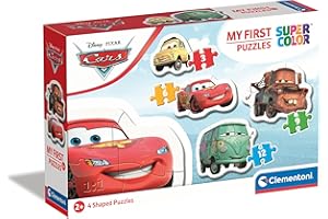 Clementoni 20804 Supercolor Cars puzzle 3 + 6 + 9 + 12 elementów od 2 lat, kolorowe puzzle dla dzieci o wyjątkowej jasności i intensywności kolorów, gra zręcznościowa dla dzieci