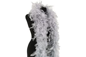 POHOTOBOOTH PROPS LTD Luxury Silver Grey Feather Boa – 80g -180cm