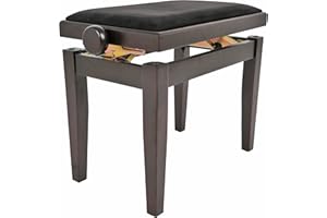 Juan Miguel Navarrez Piano Bench Elegance rosewood matte - Solid wood - height adjustable with scissor mechanism - black velour seat cover