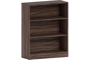 Vida Designs Cambridge 3-Poziomowy Niski Regał na Książki z Drewna Orzechowego, Ekspozycyjny do Biura, Salonu, Meble