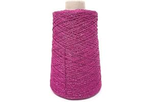 CHICCA TUTTO MODA Rocca catenella Filato da Uncinetto o Ferri 250 gr - 850 mt glitterato per abbigliamento (Fucsia)