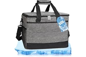 Corpower Borsa Termica 30 L, Borsa Frigo Grande per Uomo e Donna, Borse Frigo Portatile e Pieghevole, Adatto per Picnic, Campeggio, Spiaggia, Viaggio, Shopping, Ufficio, Scuola (Grigio Scuro)