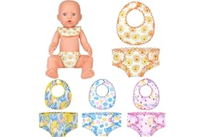 Aolso Accesorios para Muñecas,Juego de Baberos y Pañales para Muñecas,Accesorios para 12-16" Muñecos,Juego de Alimentación para Muñecas,Pañales Autoadhesivos para Muñecas,Juguetes de rol para Niños