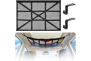 NEWTIC Filet de Toit Rangement,Filet Rangement Toit Voiture pour Toit de Voiture 90cmx65cm Universel Voiture Bagages Sac pour Le Voyage et Le Organisateur Quatre Accoudoirs de Toit pour SUV, Van