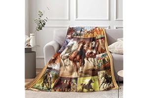 LINGQIANG Aquarell Pferd Kuscheldecke für Männer Frau, Weich Warm Pferd Flanell Fleece Decke 140 x 180 cm, Flauschig Pferd Kinderdecke Wohndecke für Jungen Mädchen Kinder Erwachsene Geschenk Couch Bett Deko