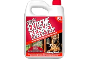 Cleenly Extreme Kennel Disinfectant, Deodoriser, and Cleaner (5L) - Cherry Fragrance - Kills and Controls Harmful Viruses and Bacteria - Tested According to the German Veterinary Medical Society