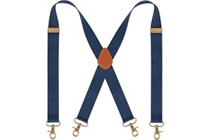Lollanda Men's Braces with 4 Hook Clips, Hook Braces for Men Trousers Heavy Duty, Men Braces for Trousers X Shape Adjustable Elastic