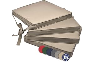‎BEAUTISSU Beautissu Loft SK Stuhlkissen 45x40 cm Natur - 4er Set Stuhlpolster mit Bändern Sitzkissen für Stühle, Sitzpolster Set rutschfest mit Befestigungsbändern Sitzauflage Polsterauflage