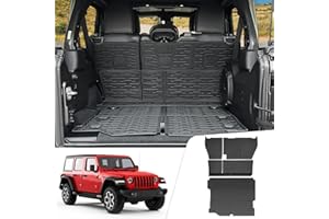Utiiy Cargo Liner with Seat Back Cover Fit for 2018-2025 Jeep Wrangler JL Unlimited 4 Door 4X4, Cargo Mat TPE Seat Back Protector for 2024 Jeep Wrangler JL/JLU Accessories(Cargo Mat+ Backrest Mats)