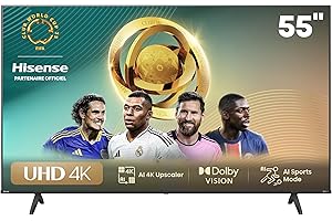 Hisense 55 inch 55A6N 4K UHD Dolby Vision HDR VIDAA Smart TV with Youtube, Netflix, Disney+, Channel +(2024 Model)