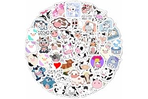 PADABAYKA 100 Adesivi con Mucche per Bottiglie d'Acqua e Laptop - Favors per Feste a Tema Mucca, Adesivi per Decorazioni, Idee Regalo a Tema Mucca - Cow Stickers