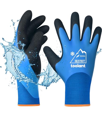 GAVOROHANS Guanti da lavoro impermeabili termici invernali, fodera interna in pile polare, ottima presa, doppio rivestimento in lattice (blu, 1 coppia, M GAVOROHANS Guanti da lavoro impermeabili termici invernali, fodera interna in pile polare, ottima presa, doppio rivestimento in lattice (blu, 1 coppia, M