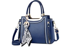 SODOLLEE Bolso Mujer Cinta Bolsa de Mano Elegante Colgante Bolso de Hombro con Asa Superior Cuero PU Señora para Compras Trabajar Desplazarse Azul