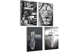 MOJOLIVING Motivation Poster und Bilder - Aesthetic Fitness Gym Deko für Büro, Badezimmer, Küche - Growth Mindset Schwarz Weiß