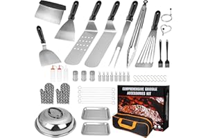 RUINENGDA BBQ Utensil Set, Flat Top Griddle Accessories Kit, Stainless Steel Teppanyaki Grill Kit for Blackstone & Gas Grill, BBQ Gifts for Men (50PCS)