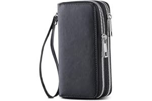 HAWEE Lunga Clutch Portafoglio Donna Doppia Cerniera Portamonete Borsa per Cellulare Pochette da Polso con Slot per Schede Multiple per Banconote Moneta Contanti Fattura