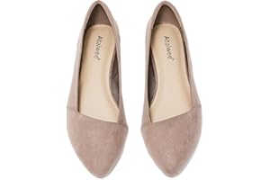 Ataiwee Women's Wide Width Flat Shoes - Comfortable Breathable Pointed Suede Soft Anti Slip Sole Ballet Flats.