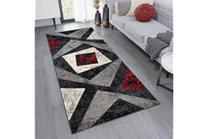 TAPISO Dream Läufer Flur Teppich Kurzflor Modern Teppichläufer Brücke Grau Schwarz Creme Mehrfarbig Meliert Viereck Muster ÖKOTEX 80 x 300 cm