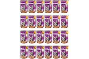 Whiskas Adult 1+ karma dla kotów, mokra karma z kurczakiem w galaretce, 24 puszki (24 x 400 g)