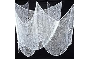 Zueyen 3 Pack Halloween Creepy Cloth Halloween Door Decorations, Spooky Cotton Gauze for Halloween Party House, Table, Window Decor, Tablecloths, 78.7 x 29.9 Inch(White)