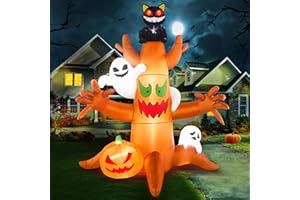 Danxilu 8FT Halloween Inflatables Outdoor Tree with Pumpkin Cat Ghosts Inflatable Halloween Decorations Built-in LED Lights Blow Up Decor for Outside Garden Lawn Party Yard Holiday