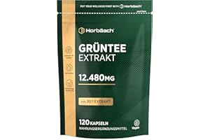 ‎HORBÄACH Grüntee Extrakt 12480 mg pro Tagesdosis | 120 Pulver Kapseln | Hochdosiert Green Tea | Vegane | von Horbaach