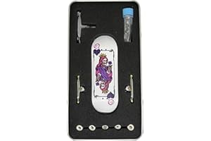 LEEFAI 32mm Pro Fingerboard Complete Set, 32x96mm Maple Wood Deck with UV Printing Graphic, Pro G4 Finger Skateboard Trucks,Urethane Bearing wheels-Op3ra V3-Hearts of Queen